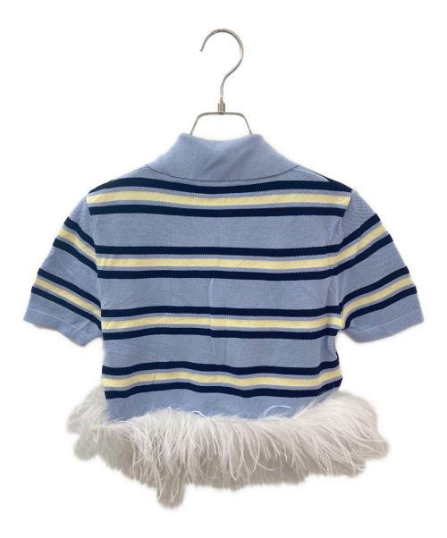 MIU MIU（ミュウミュウ）MIU MIU (ミュウミュウ) Silk And Cotton Knit Polo Shirt  ブルー サイズ:36の古着・服飾アイテム