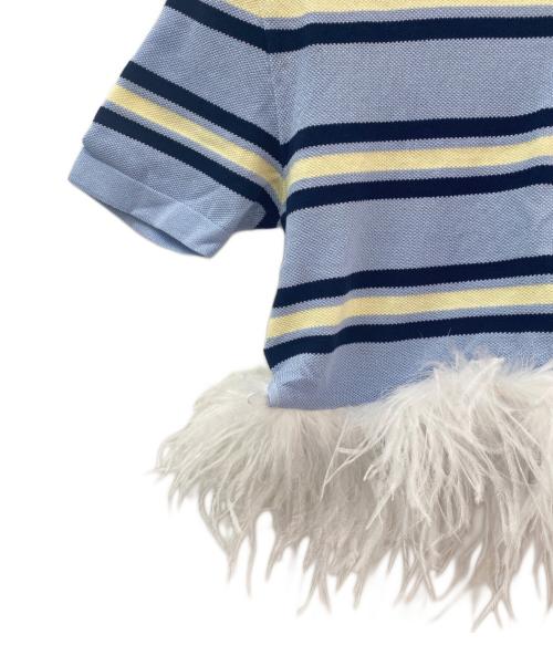 MIU MIU（ミュウミュウ）MIU MIU (ミュウミュウ) Silk And Cotton Knit Polo Shirt  ブルー サイズ:36の古着・服飾アイテム