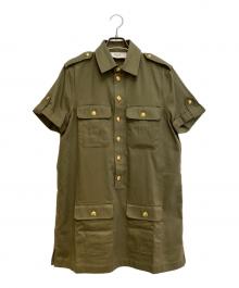 CELINE（セリーヌ）の古着「ミリタリーポケットシャツワンピース」｜カーキ