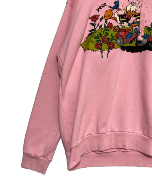 GUCCI（グッチ）GUCCI (グッチ) DISNEY (ディズニー) ドナルド刺繍プルオーバーパーカー ピンク サイズ:Lの古着・服飾アイテム