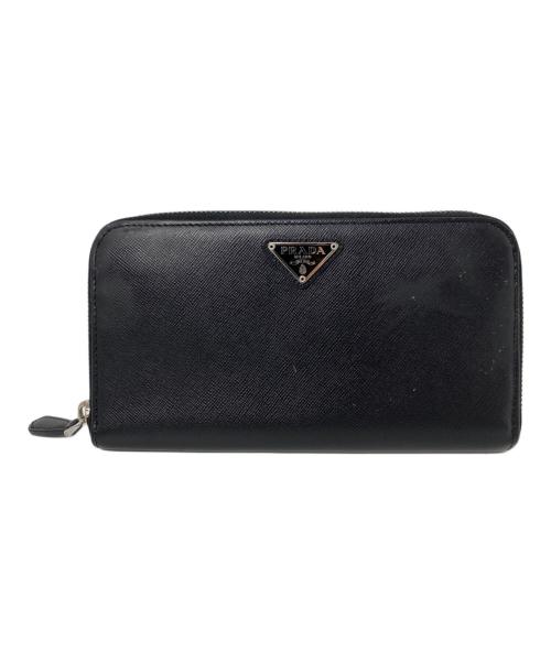 PRADA（プラダ）PRADA (プラダ) サフィアーノ ラウンドファスナーウォレット ブラックの古着・服飾アイテム