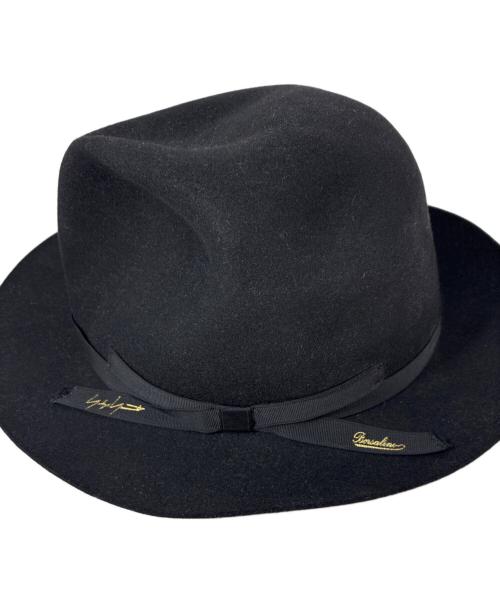 Yohji Yamamoto pour homme（ヨウジヤマモト プールオム）Yohji Yamamoto pour homme (ヨウジヤマモト プールオム) BORSALINO (ボルサリーノ) ボルサリーノ ローラーハット ブラック サイズ:61の古着・服飾アイテム