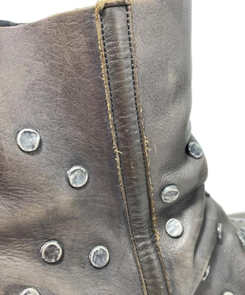 MIHARA YASUHIRO（ミハラヤスヒロ）MIHARA YASUHIRO (ミハラヤスヒロ) スタッズブーツ ブラウン サイズ:26の古着・服飾アイテム