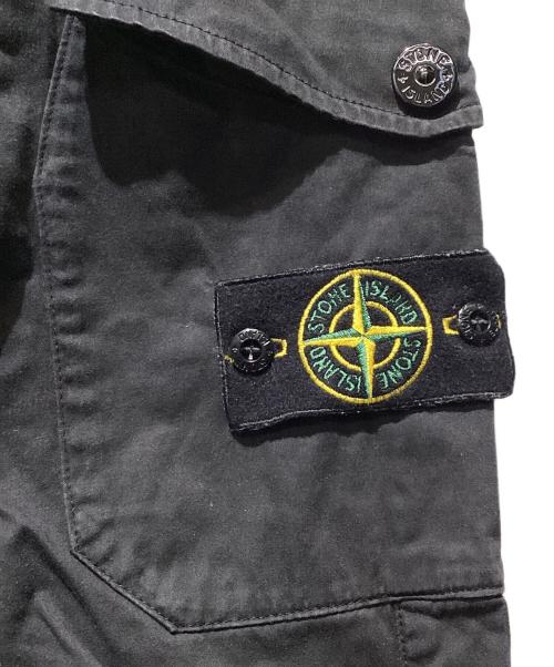 STONE ISLAND（ストーンアイランド）STONE ISLAND (ストーンアイランド) ガーメントダイ コットンウール シャーリング テーパードカーゴパンツ ブラック サイズ:28の古着・服飾アイテム