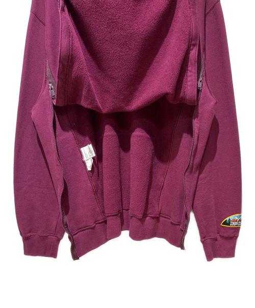 UNDERCOVER（アンダーカバー）UNDERCOVER (アンダーカバー) 24AW TWIN PEAKS 脇リブZIPタタキフーディー TPJQパッチ ワインレッド サイズ:3の古着・服飾アイテム