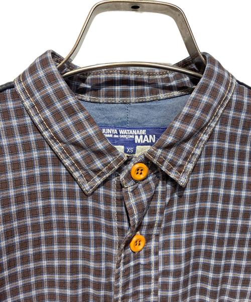 COMME des GARCONS JUNYA WATANABE MAN（コム デ ギャルソン ジュンヤ ワタナベ マン）COMME des GARCONS JUNYA WATANABE MAN (コム デ ギャルソン ジュンヤ ワタナベ マン) チェックコットンシャツ ネイビー サイズ:XSの古着・服飾アイテム
