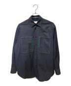JIL SANDERジルサンダー）の古着「フロント刺繍シャツ」｜ネイビー