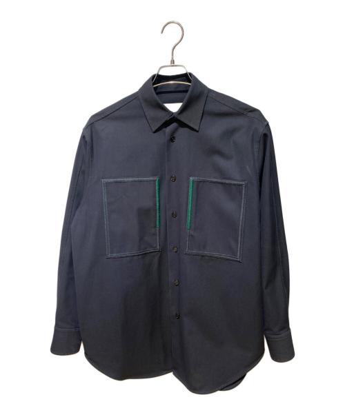 JIL SANDER（ジルサンダー）JIL SANDER (ジルサンダー) フロント刺繍シャツ ネイビー サイズ:38の古着・服飾アイテム