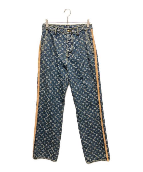 LOUIS VUITTON（ルイ ヴィトン）LOUIS VUITTON (ルイ ヴィトン) 25SS  Side Leather Line Monogram Tailored Denim Pants/サイドレザーライン モノグラムテーラードデニムパンツ インディゴ サイズ:28の古着・服飾アイテム