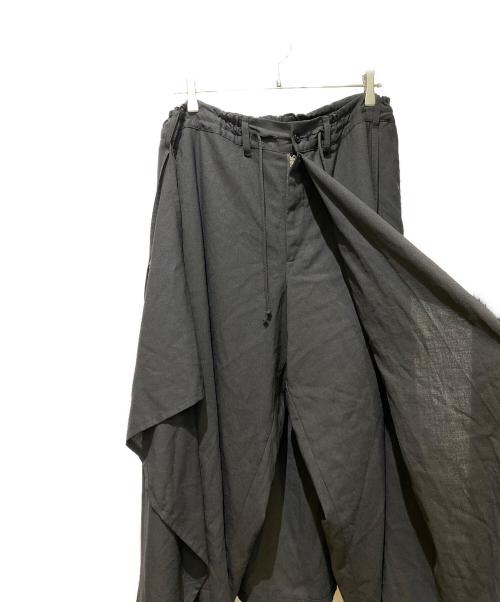 GROUND Y（グラウンドワイ）GROUND Y (グラウンドワイ) ウールラップパンツ ブラック サイズ:3の古着・服飾アイテム