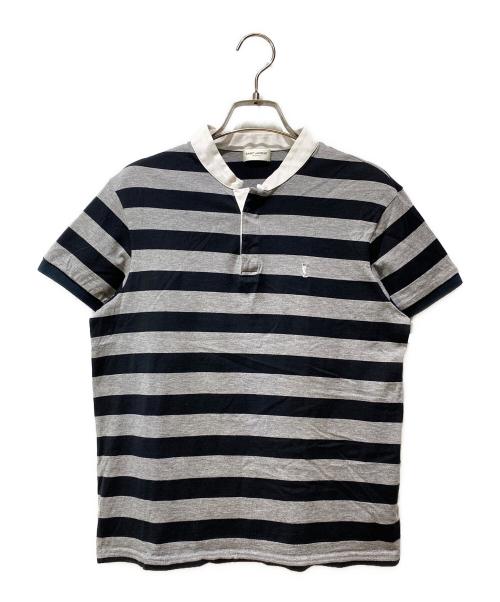 Saint Laurent Paris（サンローランパリ）Saint Laurent Paris (サンローランパリ) ロゴ刺繍ポロシャツ ブラック×グレー サイズ:Sの古着・服飾アイテム