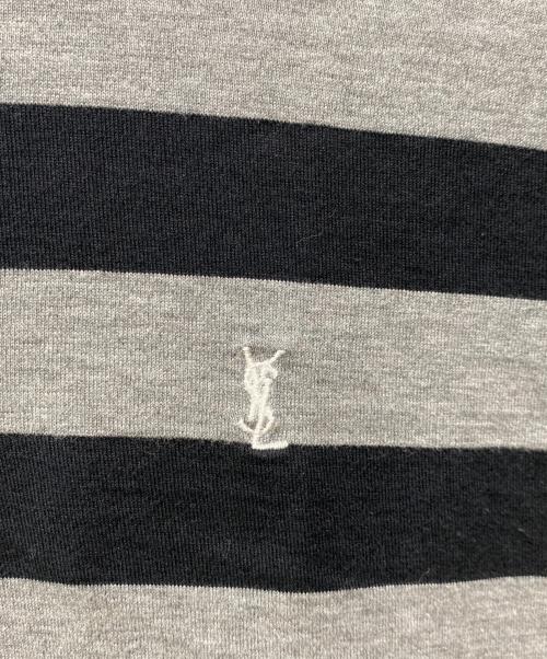 Saint Laurent Paris（サンローランパリ）Saint Laurent Paris (サンローランパリ) ロゴ刺繍ポロシャツ ブラック×グレー サイズ:Sの古着・服飾アイテム