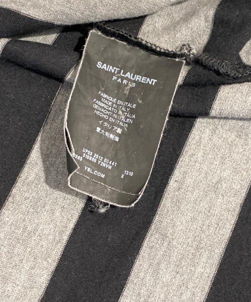 Saint Laurent Paris（サンローランパリ）Saint Laurent Paris (サンローランパリ) ロゴ刺繍ポロシャツ ブラック×グレー サイズ:Sの古着・服飾アイテム