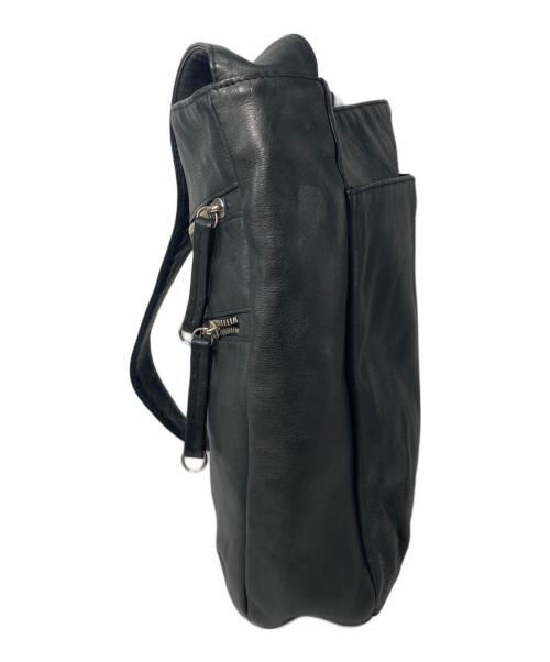 yohji yamamoto+noir（ヨウジヤマモトプリュスノアール）yohji yamamoto+noir (ヨウジヤマモトプリュスノアール) レザーショルダーバッグ ブラックの古着・服飾アイテム