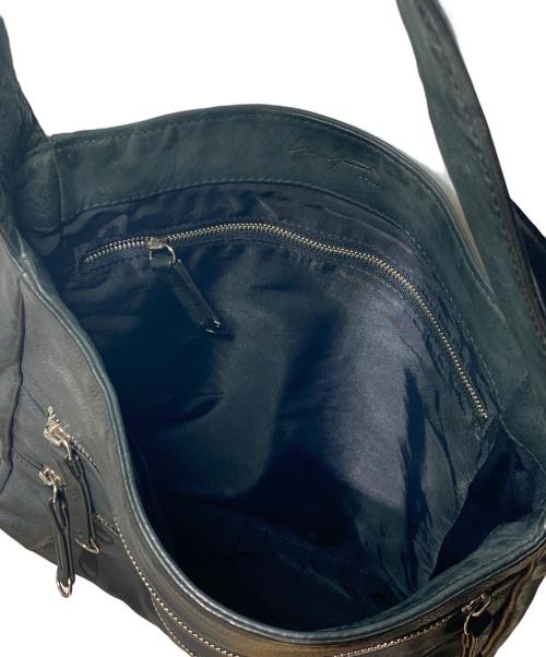 yohji yamamoto+noir（ヨウジヤマモトプリュスノアール）yohji yamamoto+noir (ヨウジヤマモトプリュスノアール) レザーショルダーバッグ ブラックの古着・服飾アイテム