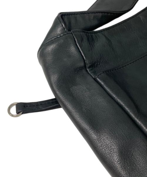 yohji yamamoto+noir（ヨウジヤマモトプリュスノアール）yohji yamamoto+noir (ヨウジヤマモトプリュスノアール) レザーショルダーバッグ ブラックの古着・服飾アイテム