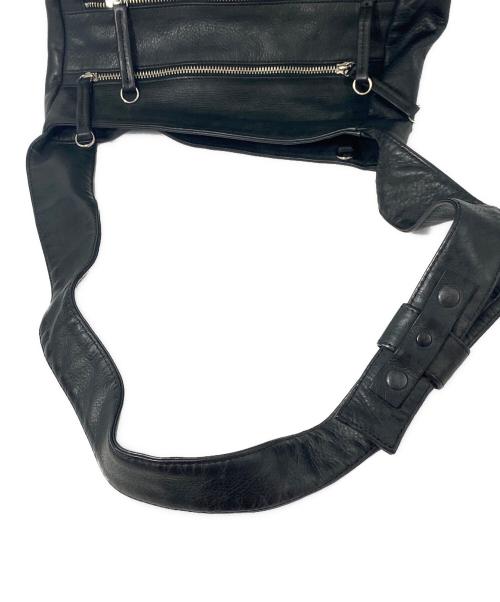 yohji yamamoto+noir（ヨウジヤマモトプリュスノアール）yohji yamamoto+noir (ヨウジヤマモトプリュスノアール) レザーショルダーバッグ ブラックの古着・服飾アイテム
