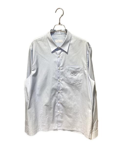 PRADA（プラダ）PRADA (プラダ) ロゴ刺繍シャツ ブルー サイズ:42の古着・服飾アイテム