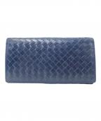 BOTTEGA VENETAボッテガベネタ）の古着「イントレチャート長財布」｜ネイビー