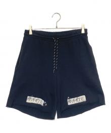 OFFWHITE（オフホワイト）の古着「バイアスロゴハーフパンツ」｜ブラック×ホワイト