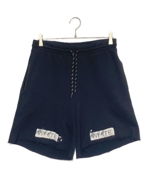 OFFWHITE（オフホワイト）OFFWHITE (オフホワイト) バイアスロゴハーフパンツ ブラック×ホワイト サイズ:Mの古着・服飾アイテム