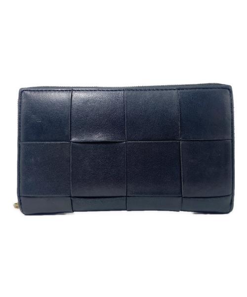 BOTTEGA VENETA（ボッテガベネタ）BOTTEGA VENETA (ボッテガベネタ) マキシイントレチャート カセット ラウンドジップウォレット ブラックの古着・服飾アイテム