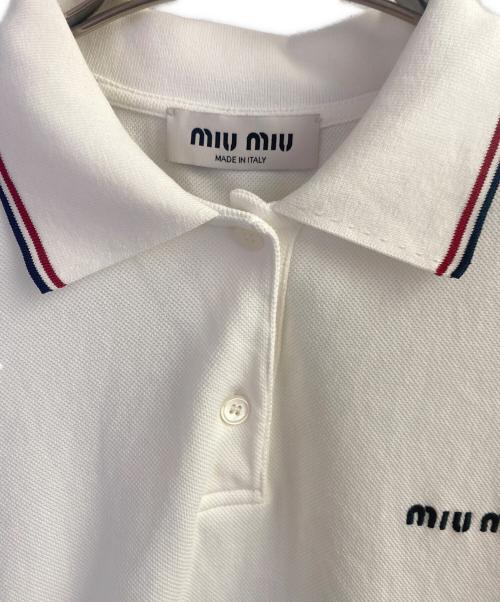 MIU MIU（ミュウミュウ）MIU MIU (ミュウミュウ) コットンピケ ポロシャツ ホワイト サイズ:Mの古着・服飾アイテム