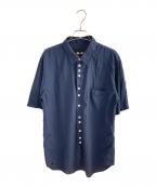 COMME des GARCONS HOMME DEUXコムデギャルソン オム ドゥ）の古着「25SS エステルスパン製品染半袖シャツ」｜ネイビー