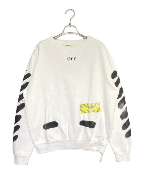 OFFWHITE（オフホワイト）OFFWHITE (オフホワイト) バイアスロゴクルーネックスウェット ホワイト サイズ:Sの古着・服飾アイテム