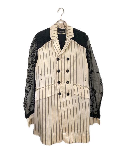ANN DEMEULEMEESTER（アンドゥムルメステール）ANN DEMEULEMEESTER (アンドゥムルメステール) 19SS レースデザインストライプテーラードジャケット ホワイト サイズ:XXSの古着・服飾アイテム
