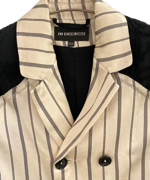 ANN DEMEULEMEESTER（アンドゥムルメステール）ANN DEMEULEMEESTER (アンドゥムルメステール) 19SS レースデザインストライプテーラードジャケット ホワイト サイズ:XXSの古着・服飾アイテム