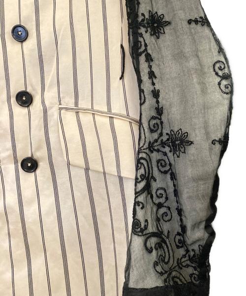 ANN DEMEULEMEESTER（アンドゥムルメステール）ANN DEMEULEMEESTER (アンドゥムルメステール) 19SS レースデザインストライプテーラードジャケット ホワイト サイズ:XXSの古着・服飾アイテム