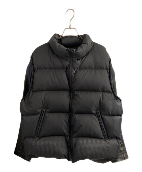 UNDERCOVER（アンダーカバー）UNDERCOVER (アンダーカバー) ユーズド加工レザースリーブダウンブルゾン ブラック サイズ:4の古着・服飾アイテム