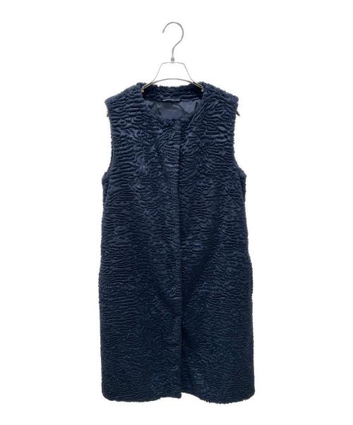 'S Max Mara（エスマックスマーラ）'S Max Mara (エスマックスマーラ) ノーカラーロングジレ ネイビー サイズ:36の古着・服飾アイテム