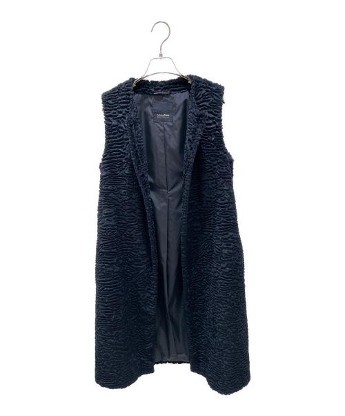 'S Max Mara（エスマックスマーラ）'S Max Mara (エスマックスマーラ) ノーカラーロングジレ ネイビー サイズ:36の古着・服飾アイテム