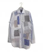 COMME des GARCONS JUNYA WATANABE MAN×GUY ROVERコム デ ギャルソン ジュンヤ ワタナベ マン×ギローバー）の古着「パッチワークロングシャツ」｜ブルー