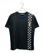 LOUIS VUITTONルイ ヴィトン）の古着「ダミエストライプジャガードニットＴシャツ/RM211 ZLW HKN86W」｜ブラック