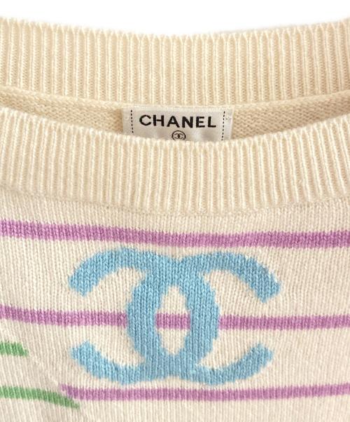 CHANEL（シャネル）CHANEL (シャネル) ココマークボーダードルマンスリーブオーバーニット マルチカラー サイズ:36の古着・服飾アイテム
