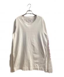 Maison Margiela（メゾンマルジェラ）の古着「袖ロゴダメージ加工ロンT」｜ホワイト