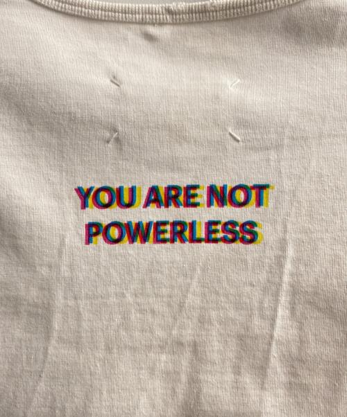 Maison Margiela（メゾンマルジェラ）Maison Margiela (メゾンマルジェラ) 袖ロゴダメージ加工ロンT ホワイト サイズ:46の古着・服飾アイテム