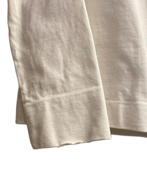 Maison Margiela（メゾンマルジェラ）Maison Margiela (メゾンマルジェラ) 袖ロゴダメージ加工ロンT ホワイト サイズ:46の古着・服飾アイテム
