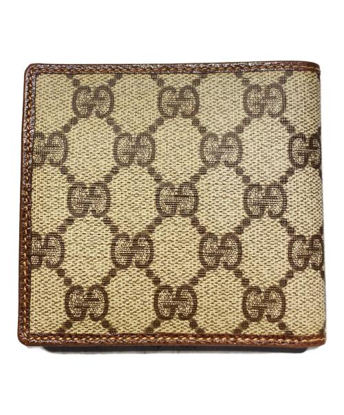 GUCCI（グッチ）GUCCI (グッチ) GGスプリーム二つ折り財布 ベージュの古着・服飾アイテム