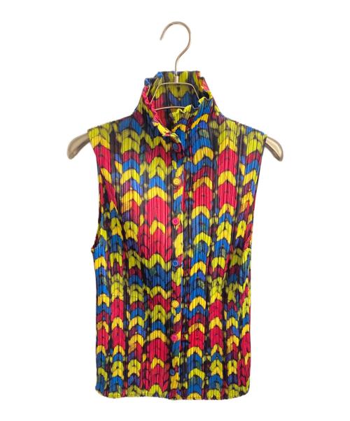PLEATS PLEASE（プリーツプリーズ）PLEATS PLEASE (プリーツプリーズ) 花柄プリーツベスト マルチカラー サイズ:3の古着・服飾アイテム