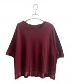 MM6 Maison Margielaエムエムシックスメゾンマルジェラ）の古着「プリーツカットソー」｜ワインレッド