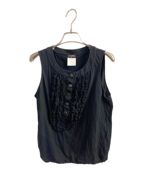 CHANEL（シャネル）CHANEL (シャネル) ココボタン 09P コットン タンクトップ ブラック サイズ:38の古着・服飾アイテム