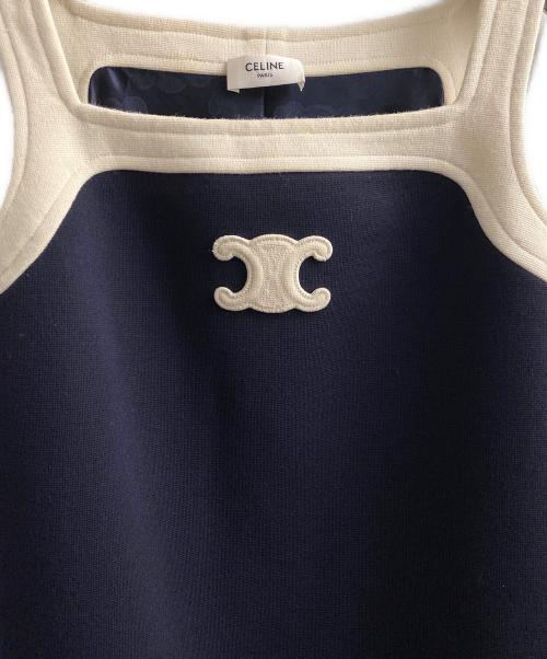 CELINE（セリーヌ）CELINE (セリーヌ) トリオンフロゴミニワンピース ネイビー サイズ:XSの古着・服飾アイテム