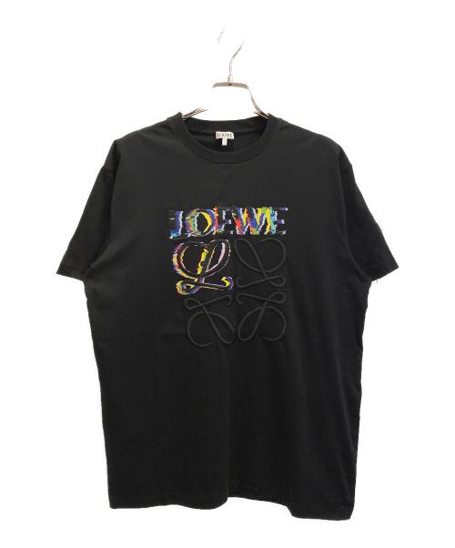 LOEWE（ロエベ）LOEWE (ロエベ) グリッチアナグラムロゴTシャツ ブラック サイズ:XSの古着・服飾アイテム