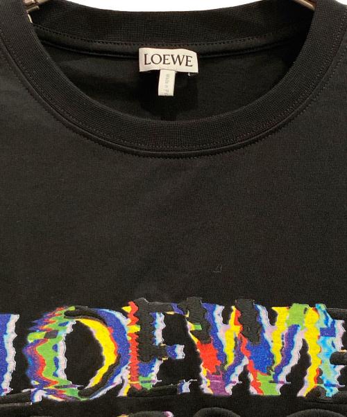 LOEWE（ロエベ）LOEWE (ロエベ) グリッチアナグラムロゴTシャツ ブラック サイズ:XSの古着・服飾アイテム