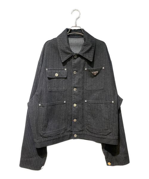 PRADA（プラダ）PRADA (プラダ) ロゴプレート デニムジャケット グレー サイズ:XLの古着・服飾アイテム