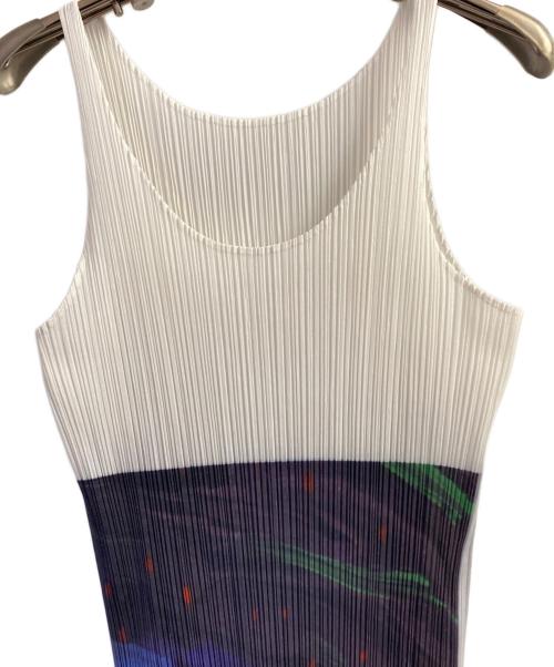 PLEATS PLEASE（プリーツプリーズ）PLEATS PLEASE (プリーツプリーズ) ノースリーブワンピース ホワイト×ブルー サイズ:freeの古着・服飾アイテム